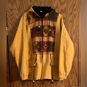 Mens made in Guatemala jacket with hood. Southwest look